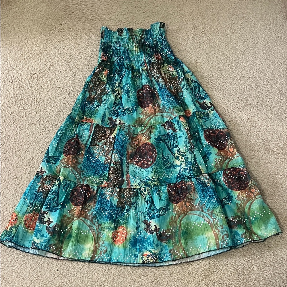 Junior Ingear Turquoise and Brown Maxi Skirt